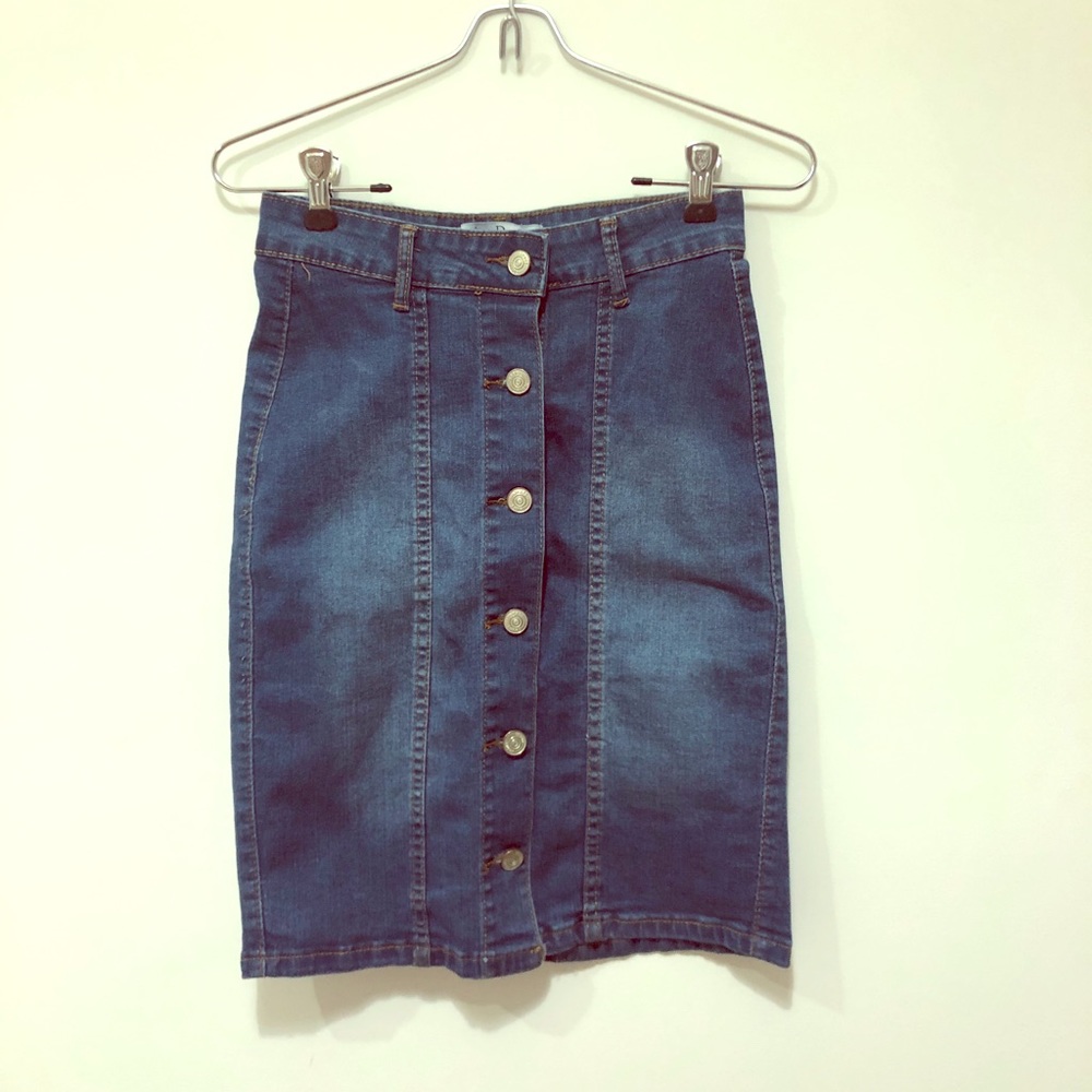 Prestige Denim Button Down Pencil Skirt